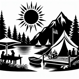 summer camp clipart black white