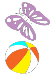 Beach  ball and butterfly