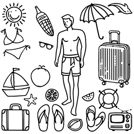 summer clipart black white