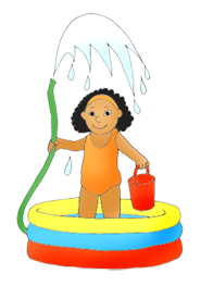 summer clip art girl with pool and water