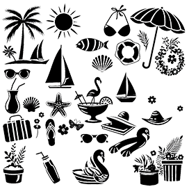 link to black and white summer clipart