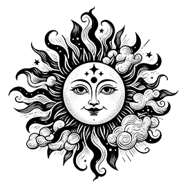 sun drawing clipart black white