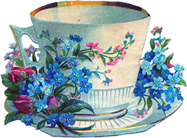 tea cup drawing forget-me-not