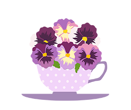 tea cup with pansies
