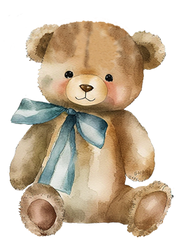 Teddy bear with a blue bow