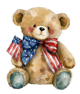 teddy bear with USA flag and colors
