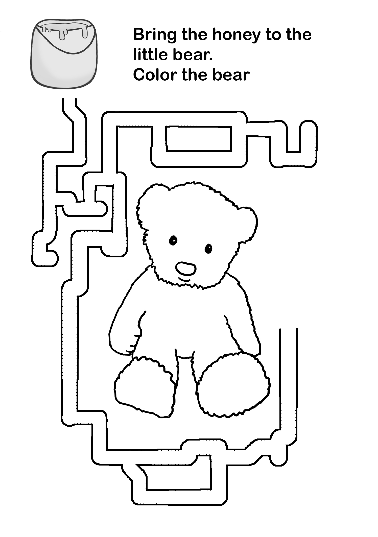 Honey to the bear maze for kindergarten