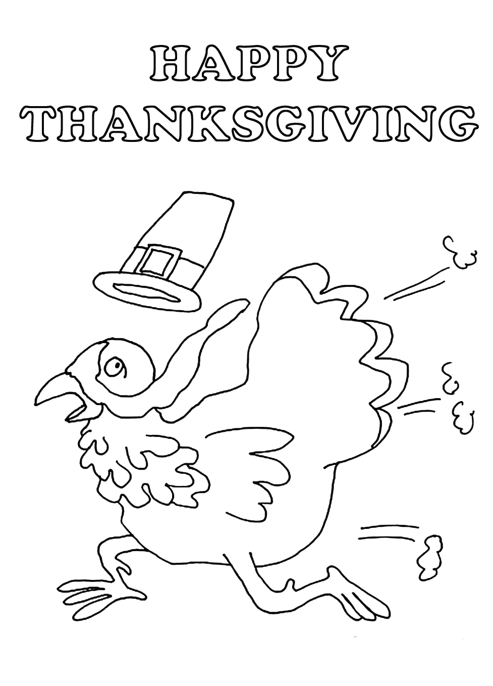 Thanksgiving coloring pages with running turkey bird