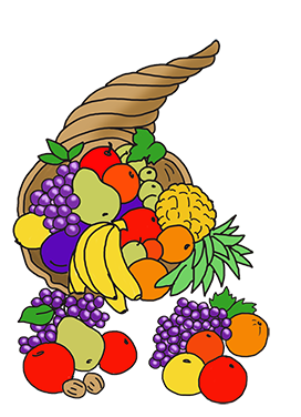 Thanksgiving cornucopia with fruits