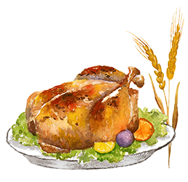 Thanksgiving illustration turekey meal