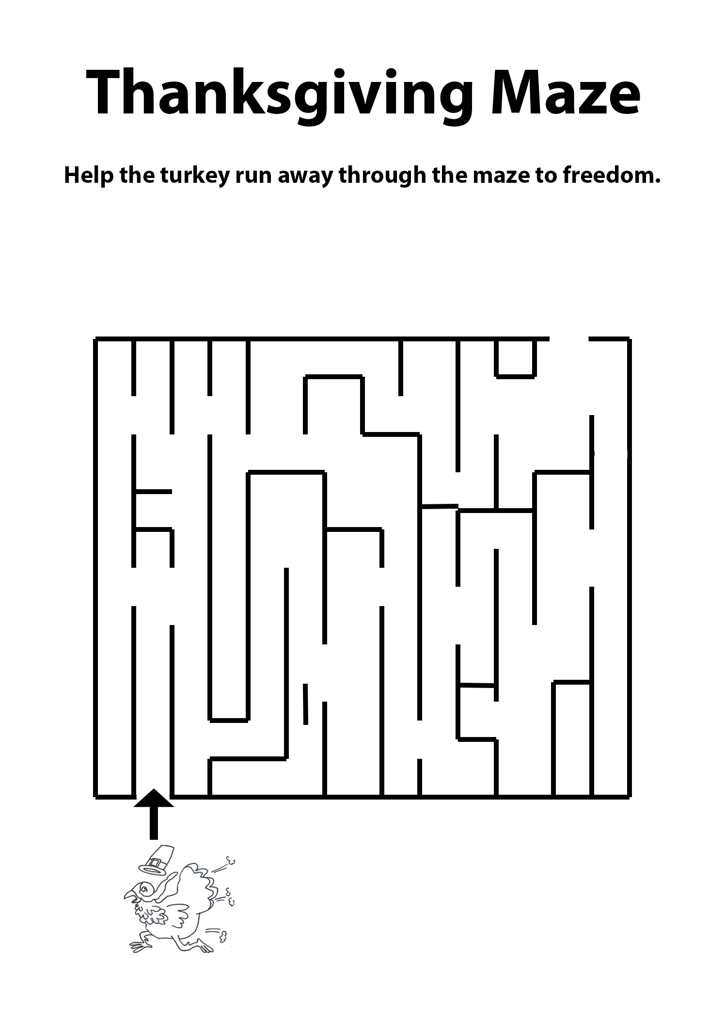 Thanksgiving maze help the turkey bird