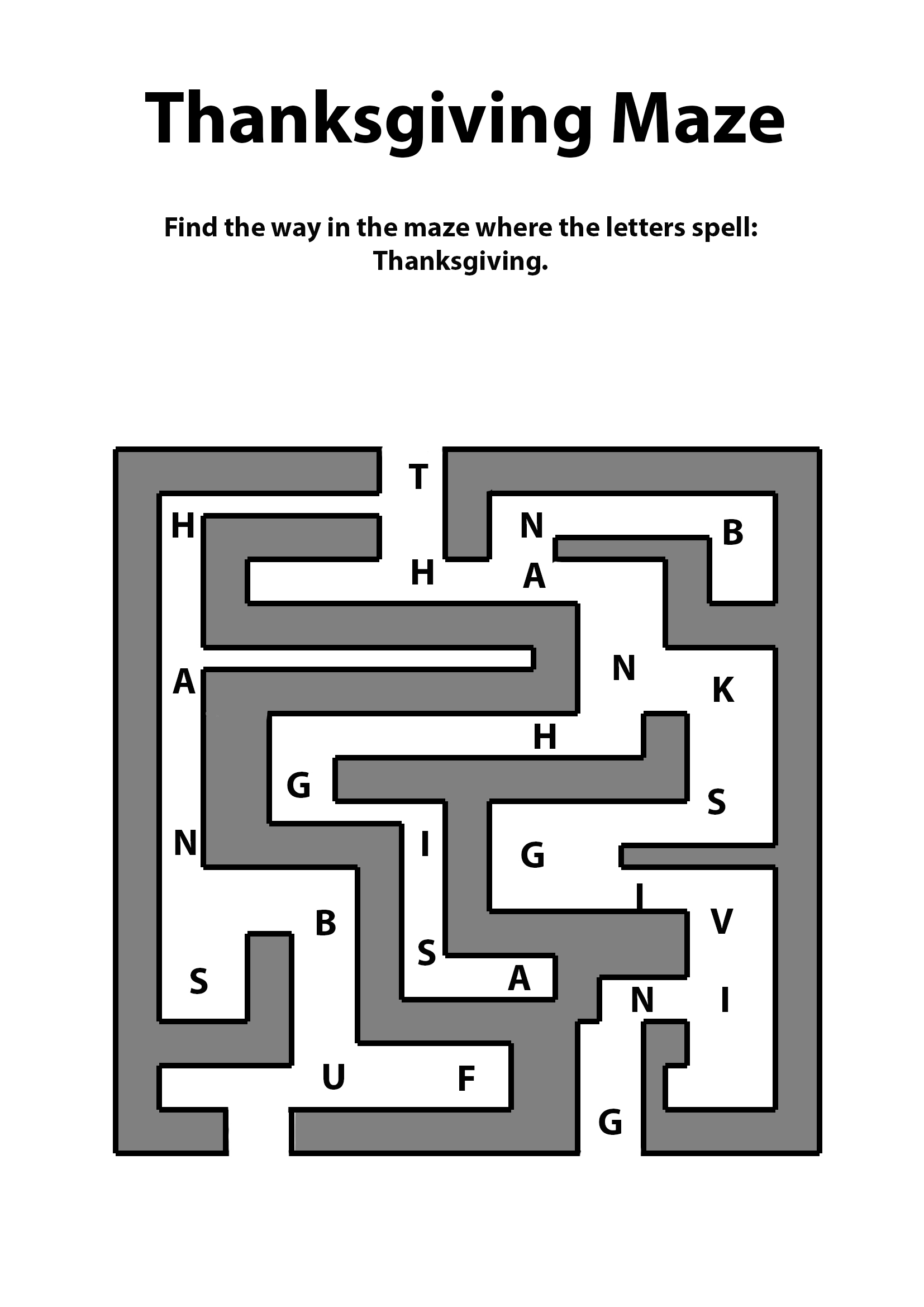 Thanksgiving maze with letters