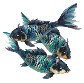 Three dark Koi fish drawings