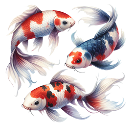 three different koi fish drawings AI