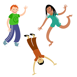 school clipart three kids gymnastics