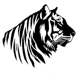 Tiger head silhouette all black