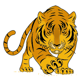 tiger hunting colored clipart