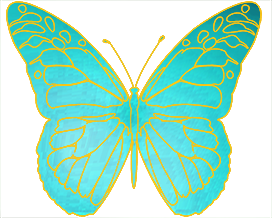 turquoise and golden butterfly image