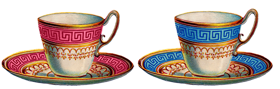 two decorated vintage tea cups