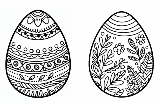 two decorated Easter eggs for coloring