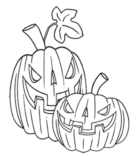 two Jack-o-lantern for coloring