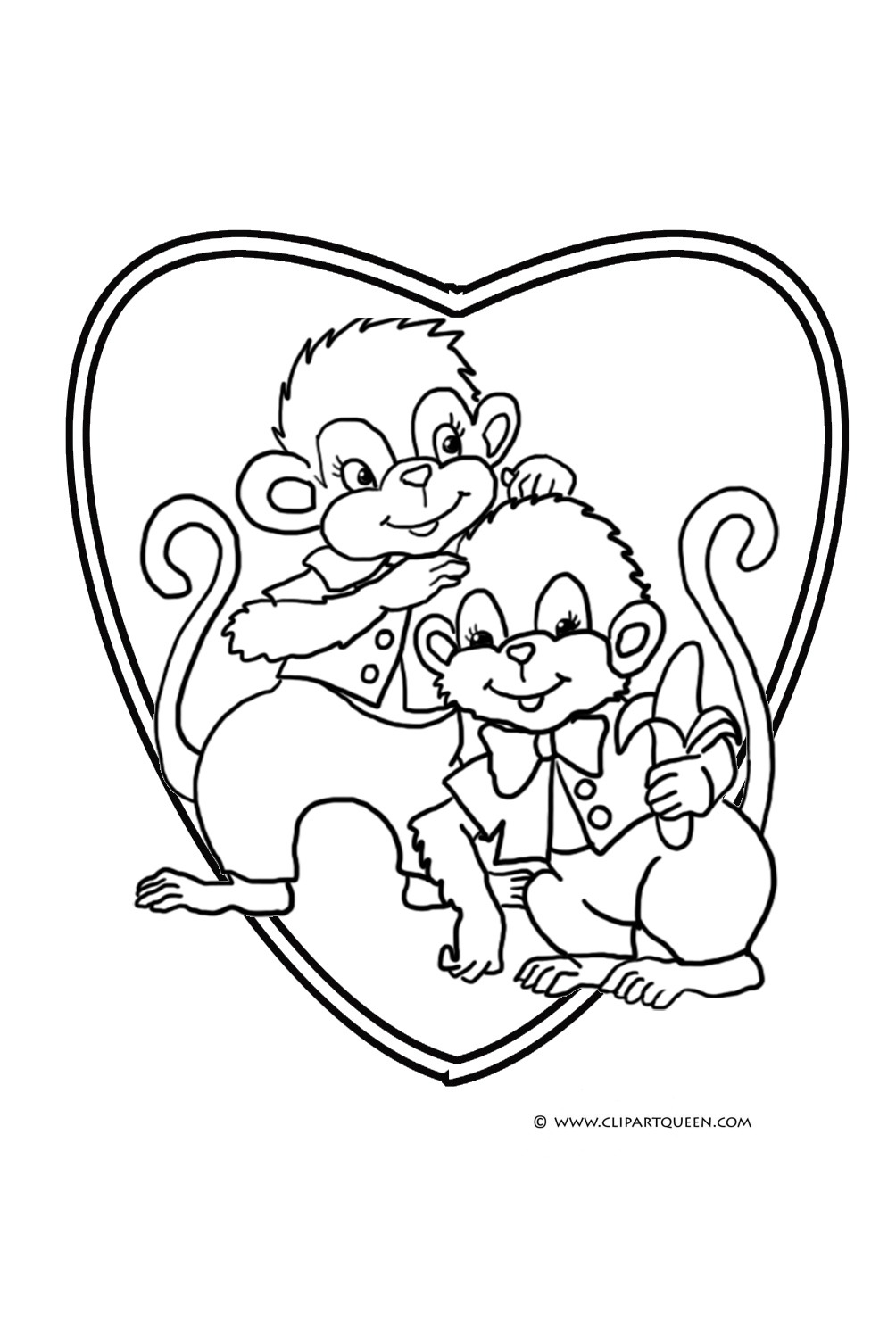 valentine monkey coloring pages - photo #7