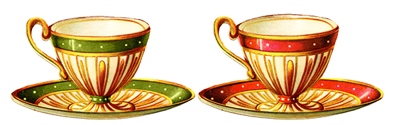 two vintage tea cups clipart