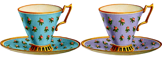 vintage tea cups with rose buds