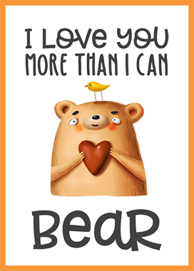 Valentine card with bear and greeting