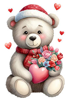 Valentine bear with pink heart