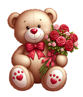 Valentine bear clipart with flowers