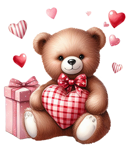 Valentine's Day bear with present clipart