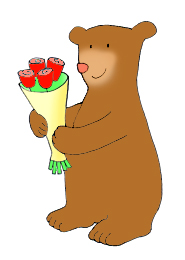 Valentine bear with Valentine flowers