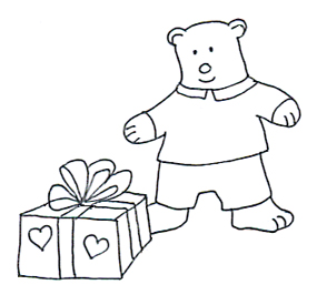 Valentine bear with present