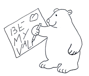 be my Valentine letter bear sketch