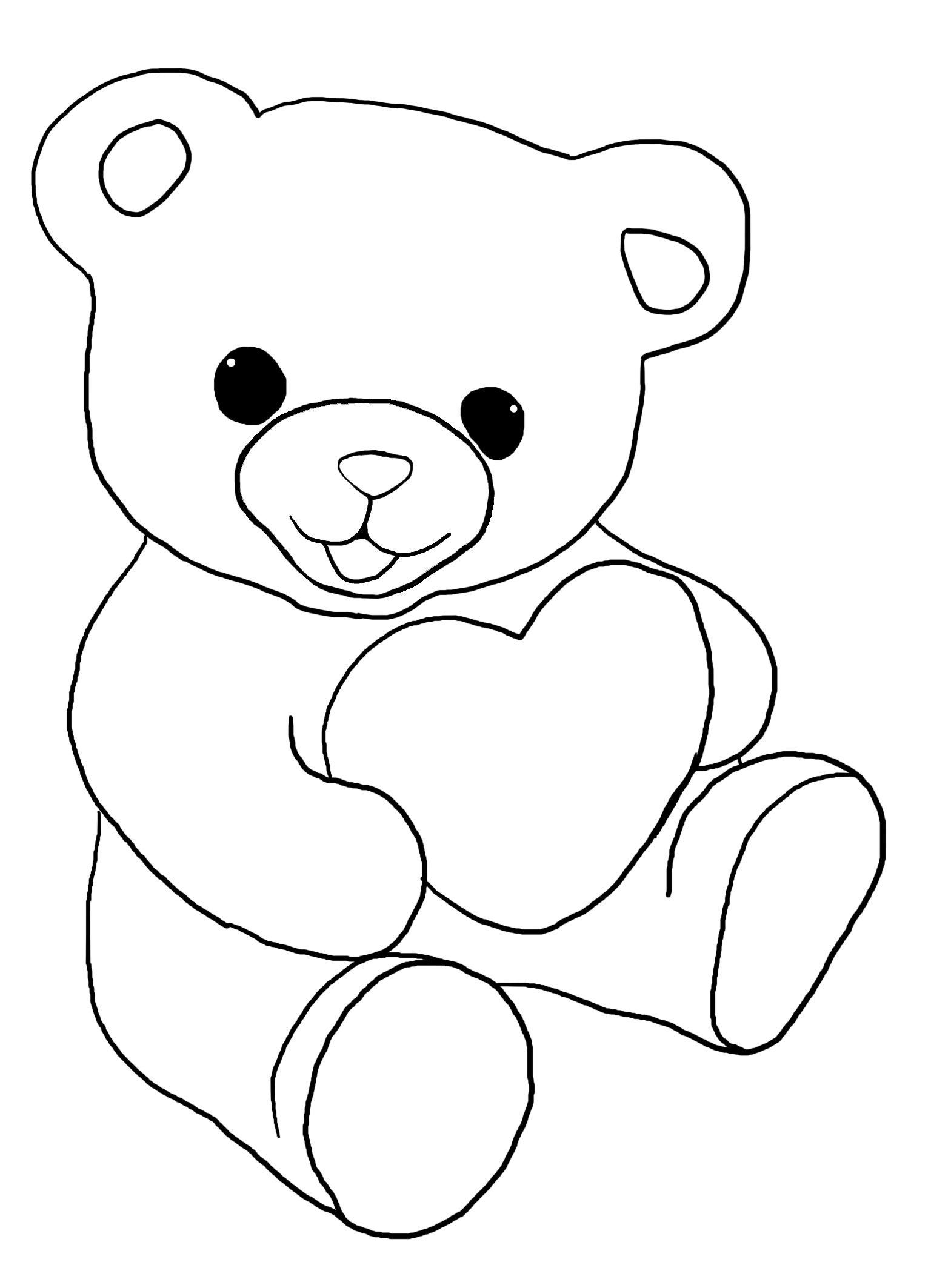 Teddy bear with a heart for coloring for kids