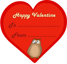Red Valentine heart with cute owl