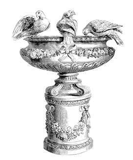 Victorian garden bird bath drawing