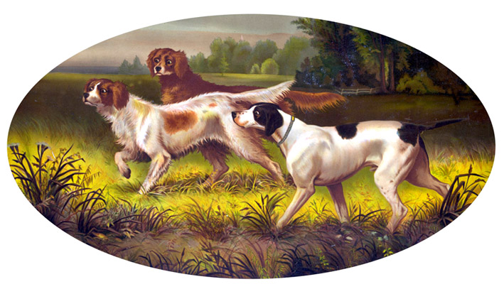 Victorian clipart of hunting dogs