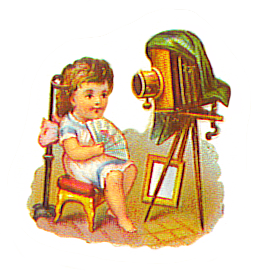 vintage clip art child at the photographer