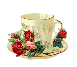tea cup drawing vintage roses