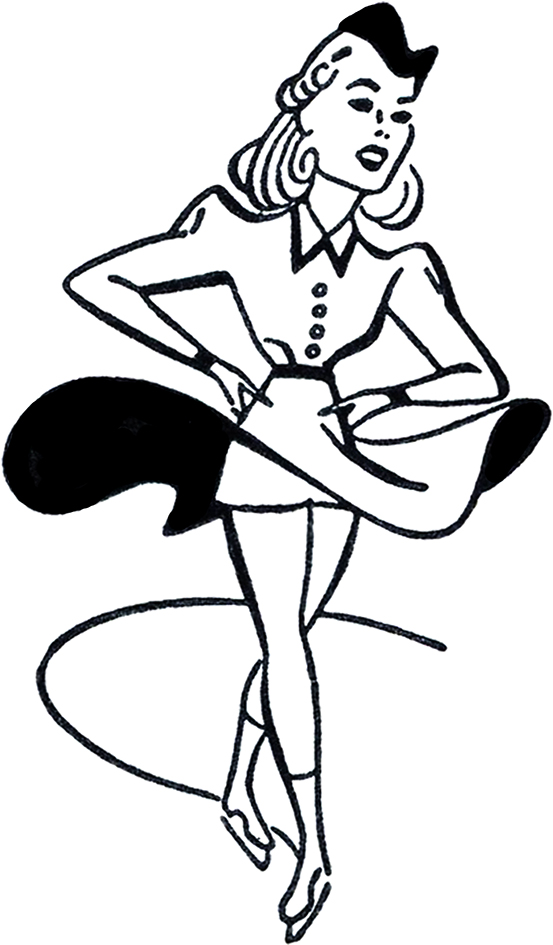 vintage ice skating clipart woman