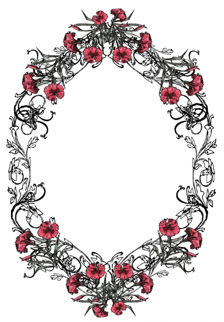 Victorian swirl frame with flowers