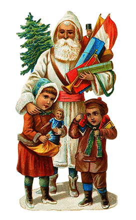 vintage Santa with children