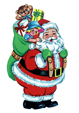 Vintage Christmas clip art Santa with sack