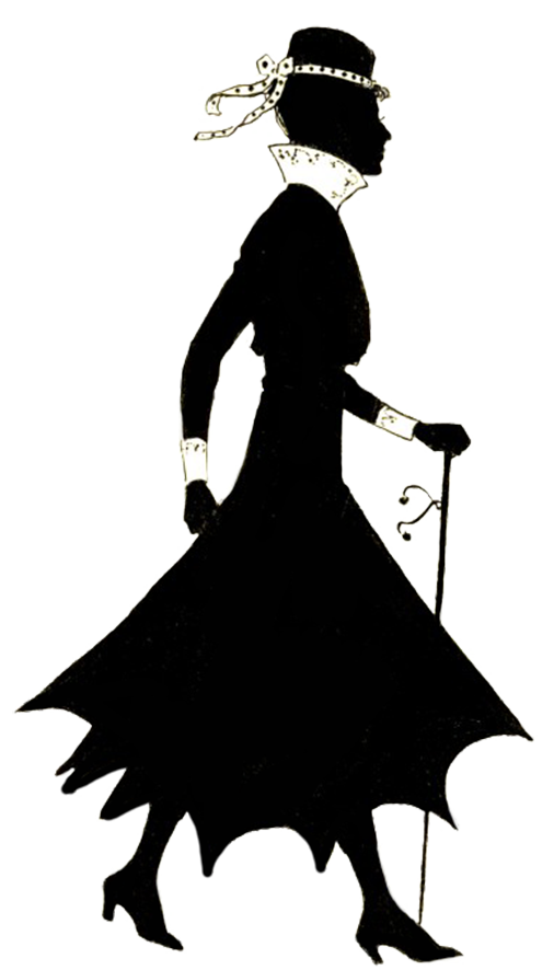 Vintage silhouette of woman walking