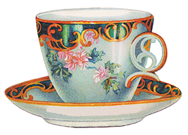 vintage tea cup decorated
