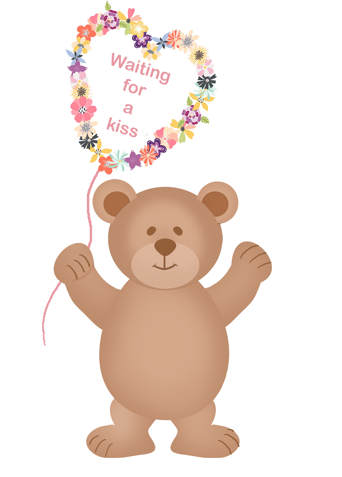 Valentines Day Clipart-valentines day bear holding heart balloon clipart