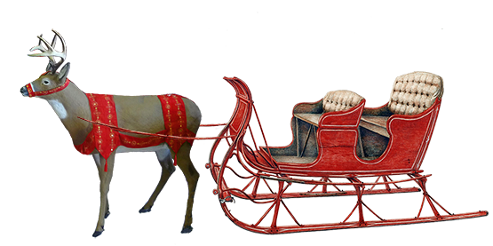 Reindeer and sleigh waiting for Santa