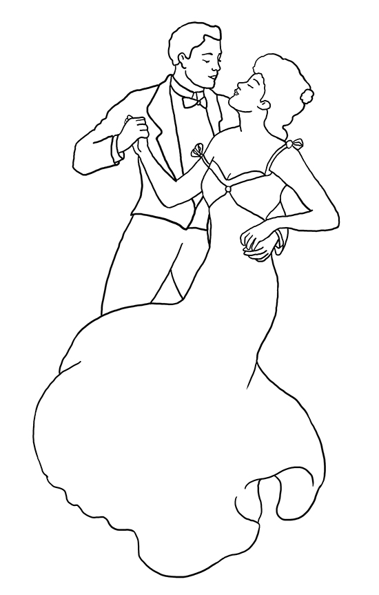 couple dancing walz for coloring